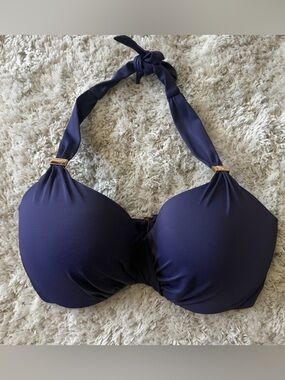 Victoria’s Secret Purple Halter Bikini Top with Gold Accent 34ddd